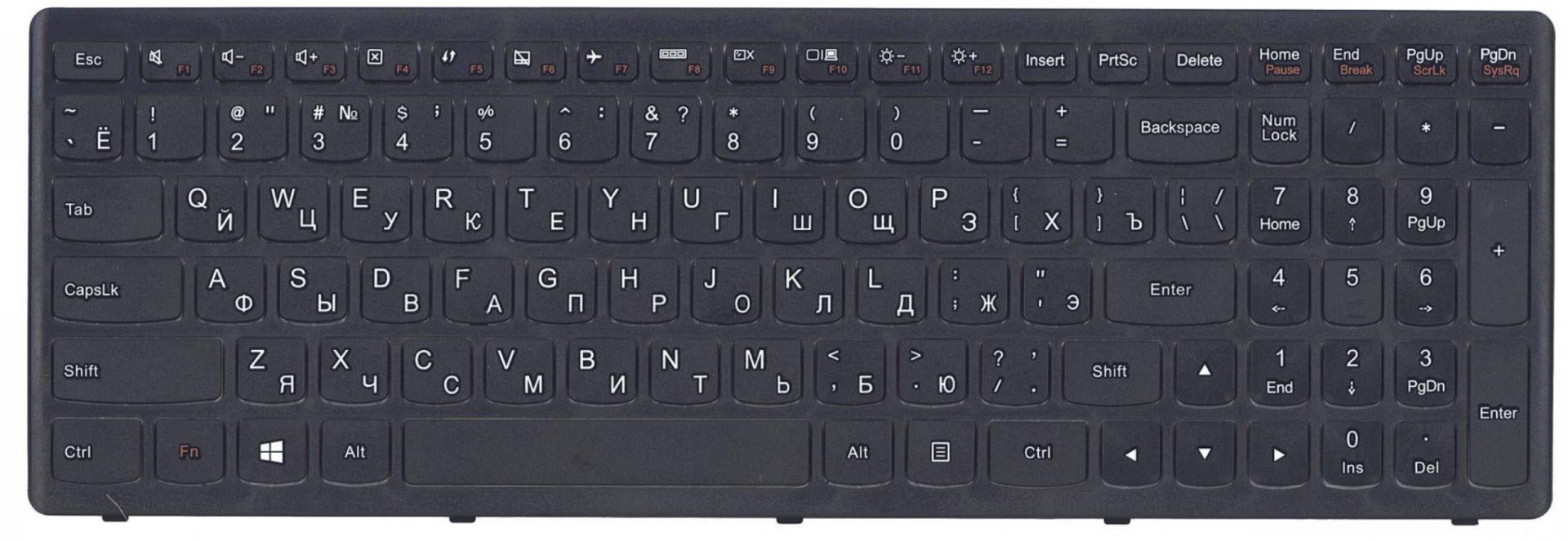 Клавиатура Lenovo IdeaPad Z500T c черной рамкой, OEM