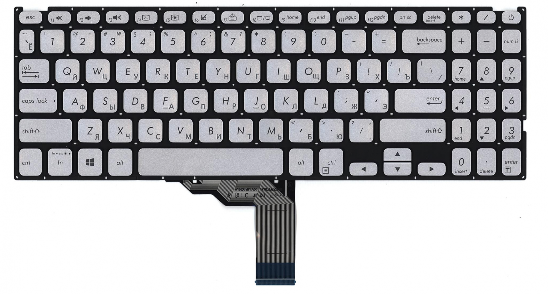 Клавиатура ASUS VivoBook X512UA-BQ530T серебристая, с подсветкой, OEM