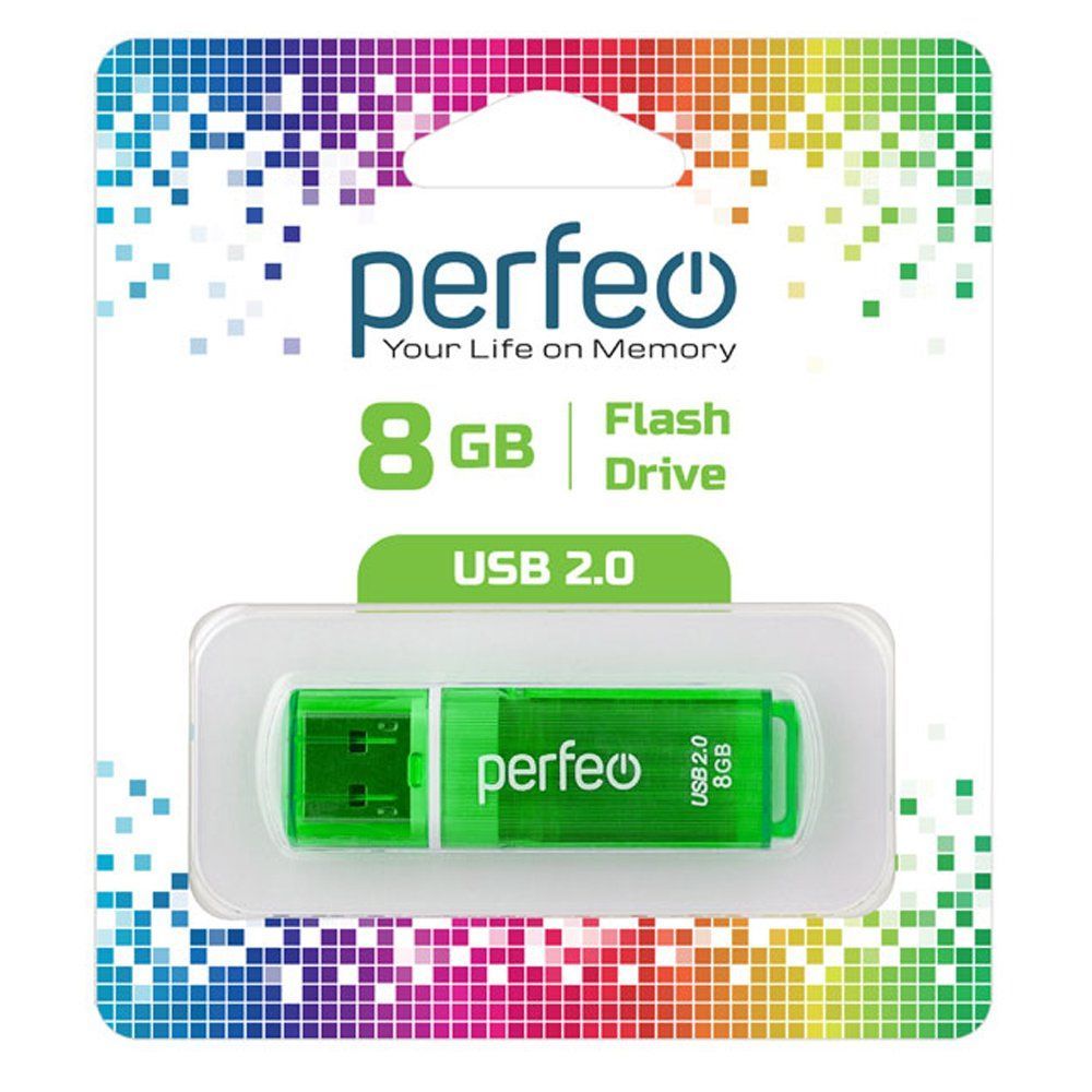 8GB USB 2.0 Flash Drive PERFEO C13 зеленый (PF-C13G008)