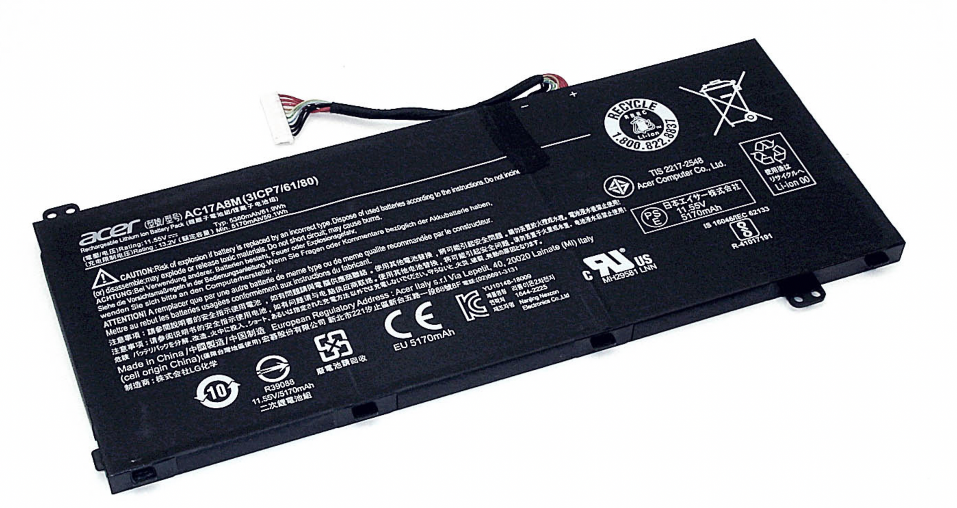 Аккумулятор Acer Spin 3 SP314-52 11.55V, 5360mAh, Original