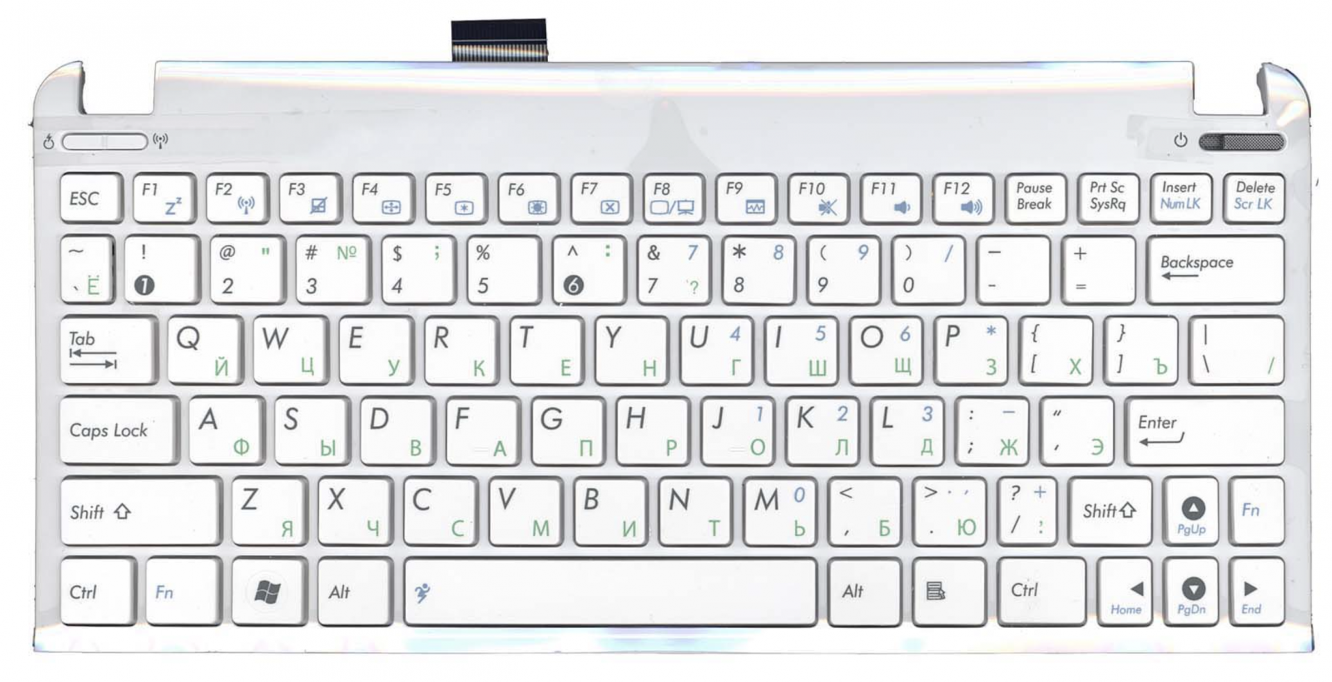 Клавиатура ASUS Eee PC 1015PX белая, с рамкой OEM