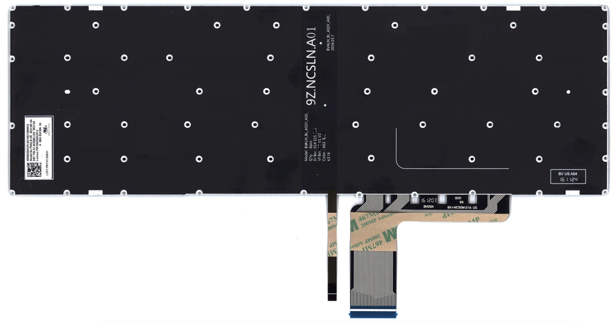 Клавиатура Lenovo IdeaPad V110-15ISK чёрная, с подсветкой, OEM