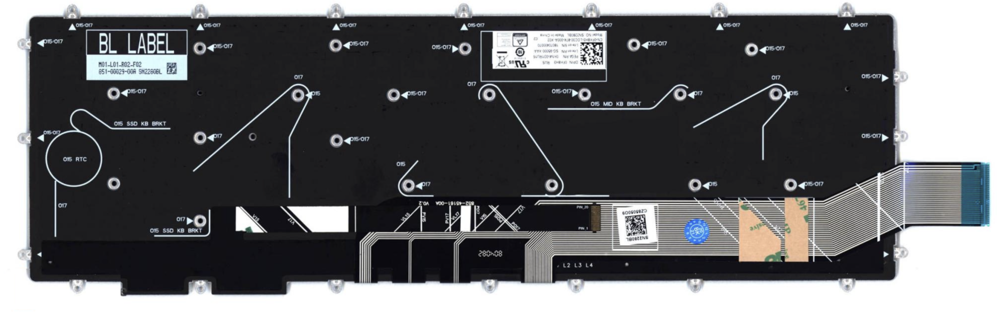 Клавиатура Dell Alienware M15 R1  с подсветкой, OEM